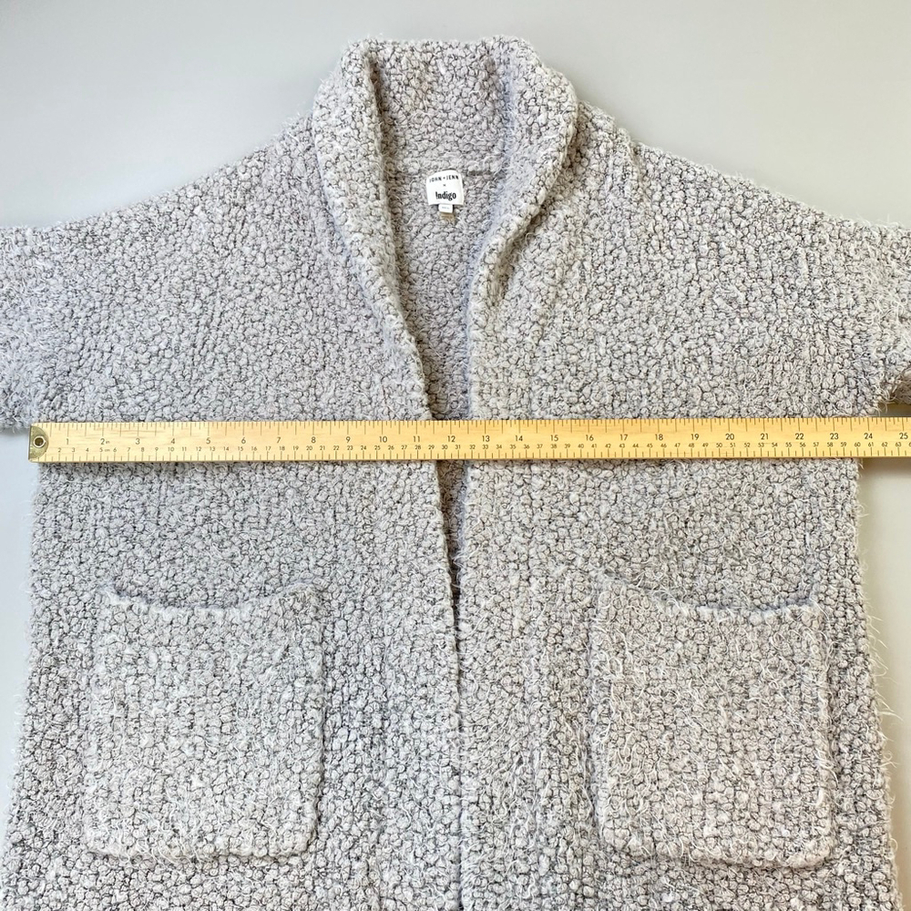 Women's JOHN + JENN x Indigo Grey Open Cardigan M/L Eyelash Boucle Cozy Soft - Picture 8 of 10
